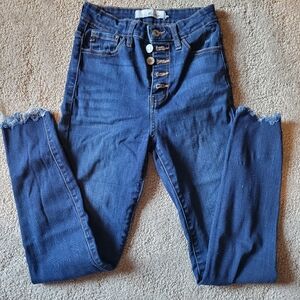 KanCan High Rise Button-Fly Blue Jeans